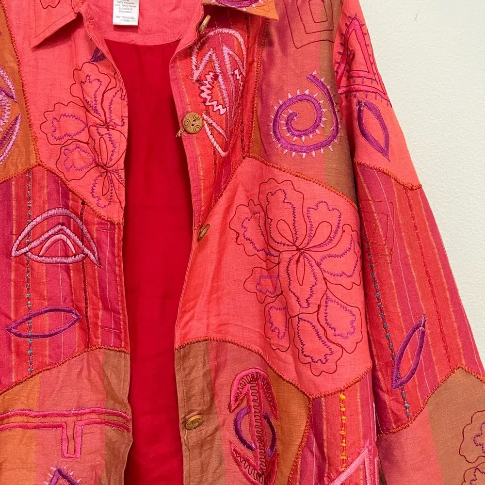 ColdWater creek silk blend floral patchwork jacket